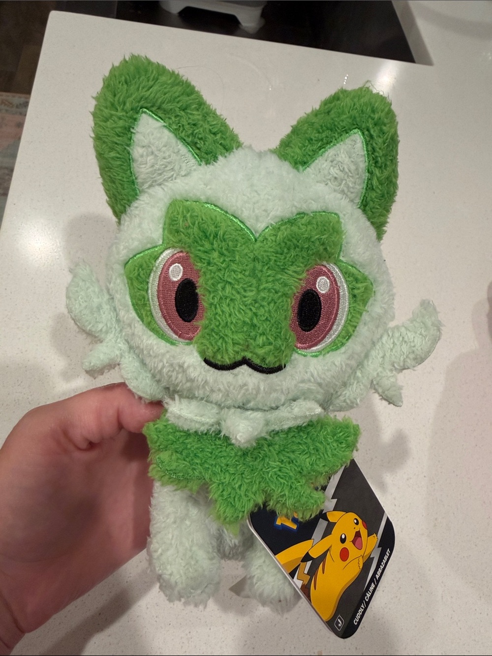 Pokemon Green and White Grass-Type Plush Toy